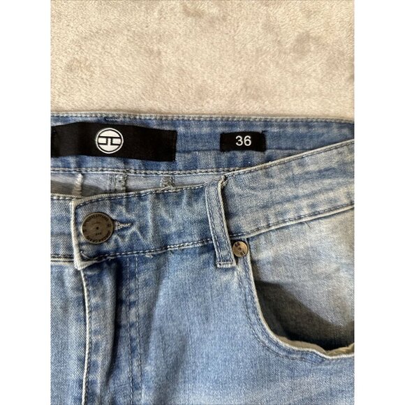 Men’s Jordan Craig Denim Shorts Distressed Medium Wash Raw Hem Size 36 - Picture 9 of 16